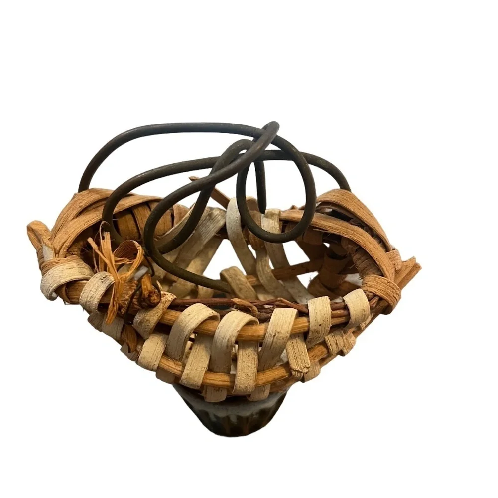 Set of 2 Early Antique Primitive Miniature Split‎ Oak Buttocks Basket 2